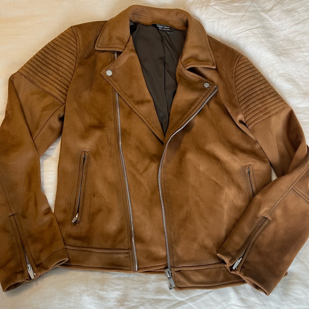 Zara men’s suede camel jacket